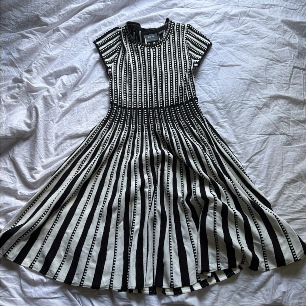 Anthropologie Black and White Striped Midi Dress